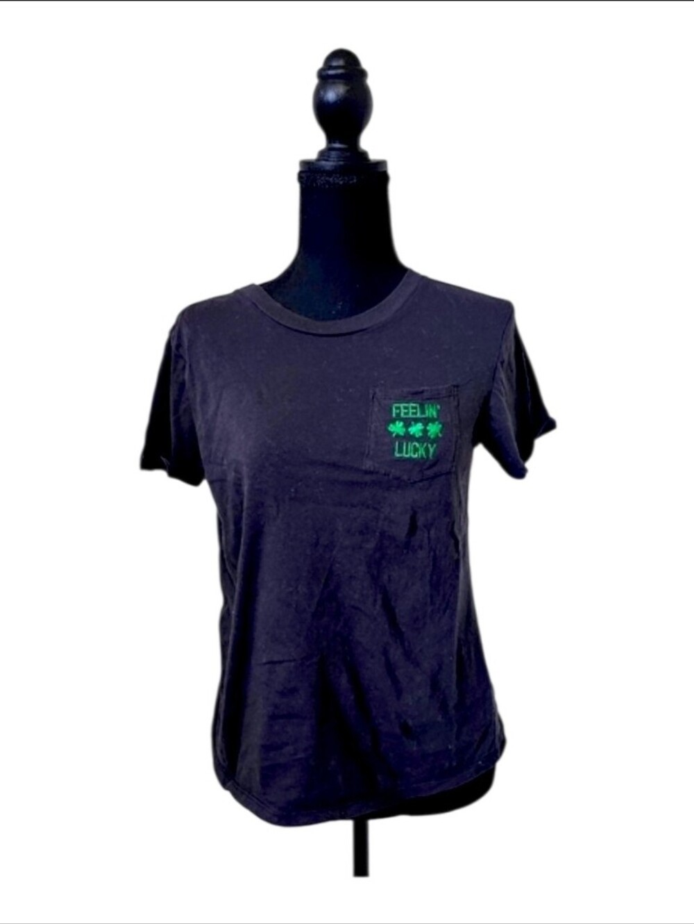 Zumiez St Pattys Clover Charcoal Tee with Neon Green Text